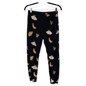 Wildfox Jogger Sweatpants Butterfly Moth Print Black Size Small
